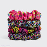 Lisa Frank x KITSCH Ruched Satin Scrunchies in Rainbow Leopard, Set of 4