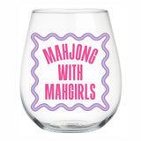 ‘Mahjong With Mah Girls’ Stemless Wine Glass, 22oz.