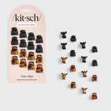 KITSCH Black & Tort Micro Classic Claw Clips, 16pcs.
