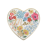 Mom Floral Heart Shaped Ceramic Trinket Tray