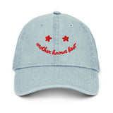 Mother Knows Best Embroidered Denim Baseball Hat