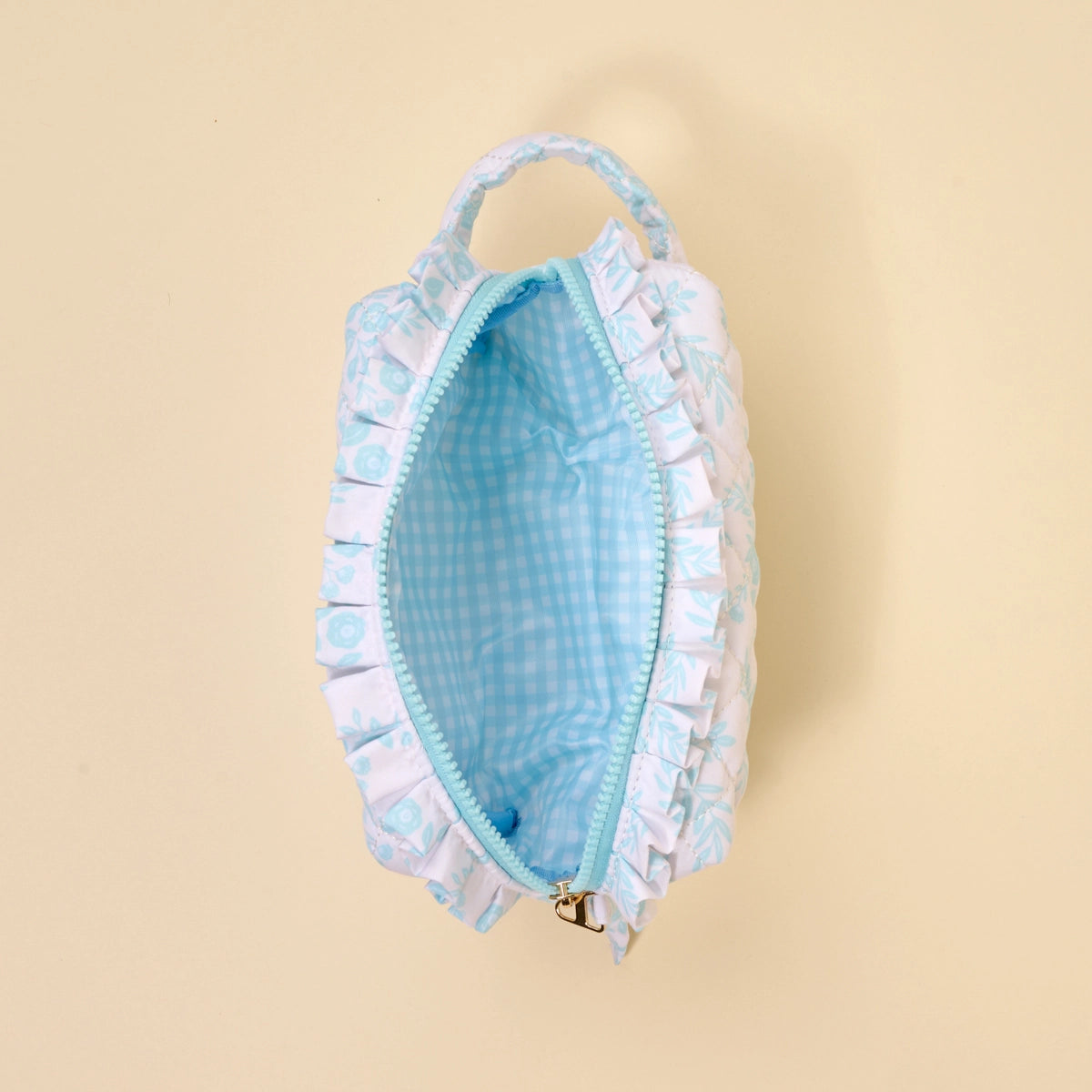 Blue Floral MRS. Quilted Cosmetic Pouch