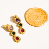 Multi Stone CZ Drop Earrings