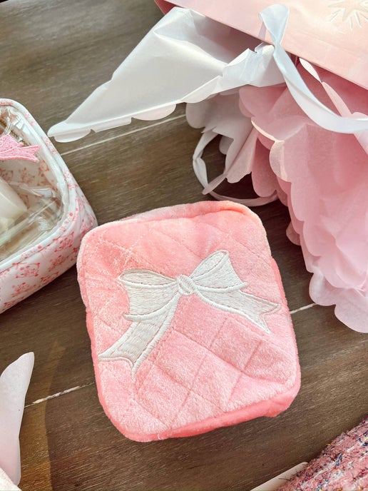 Pink Velvet Bow Mini Bag