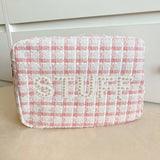 'Stuff' Pink Plaid XL Pouch