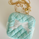 Blue Velvet Bow Mini Bag