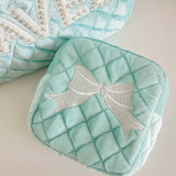 Blue Velvet Bow Mini Bag