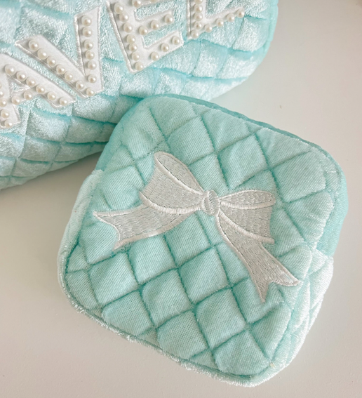 Blue Velvet Bow Mini Bag