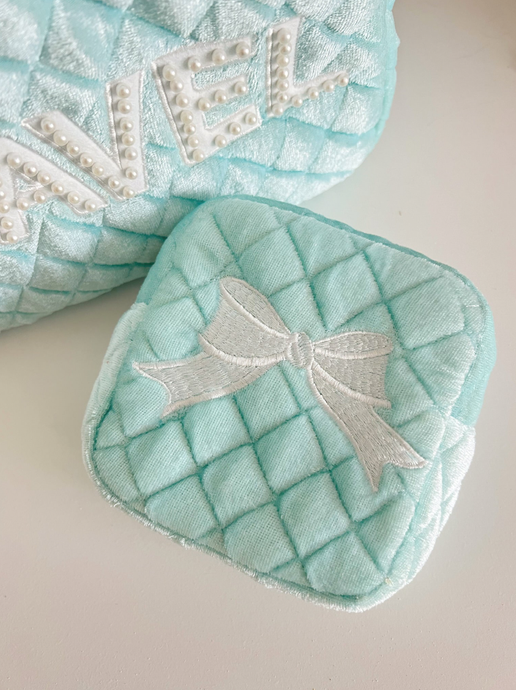 Blue Velvet Bow Mini Bag