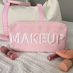 'Makeup' Large Pink Corduroy Pouch