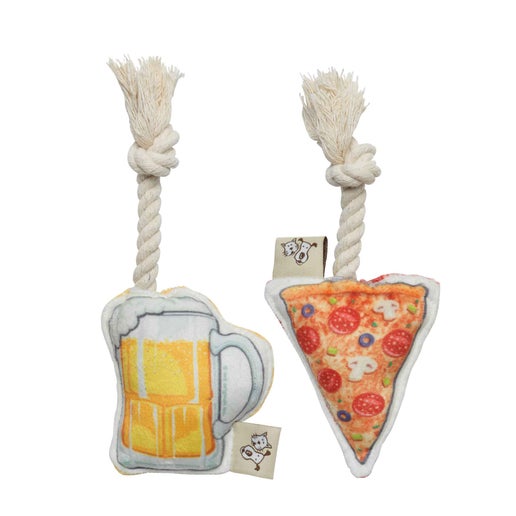 Pizza & Beer Mini Rope Dog Toy Set