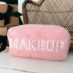 'Makeup' Large Pink Corduroy Pouch