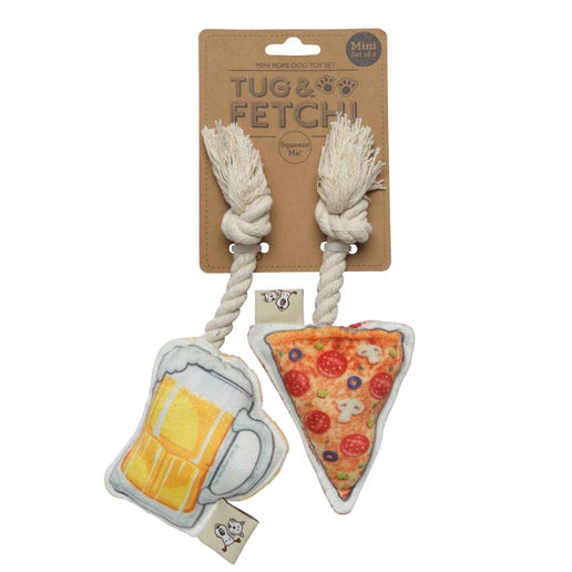 Pizza & Beer Mini Rope Dog Toy Set