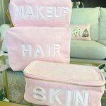 'Makeup' Large Pink Corduroy Pouch