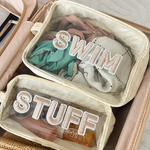 'Stuff' Clear Large Beige Pouch