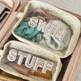 'Stuff' Clear Large Beige Pouch