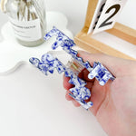 Blue and White Wave Floral Hair Claw Clip