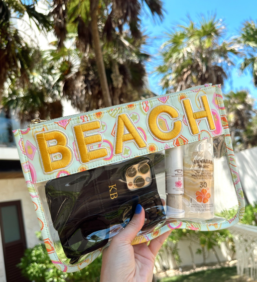'Beach' Palm Trees Clear Pouch