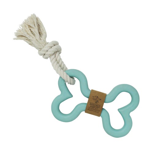 Tug & Fetch Rubber Bone Rope Dog Toy