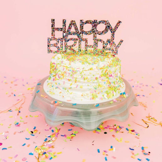 Colorful Confetti "Happy Birthday" Cake Topper