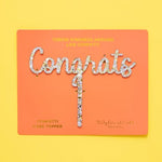 Pearl + Gold Confetti "Congrats" Cake Topper