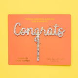 Pearl + Gold Confetti "Congrats" Cake Topper