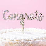Pearl + Gold Confetti "Congrats" Cake Topper