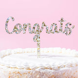 Pearl + Gold Confetti "Congrats" Cake Topper