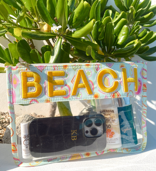 'Beach' Palm Trees Clear Pouch