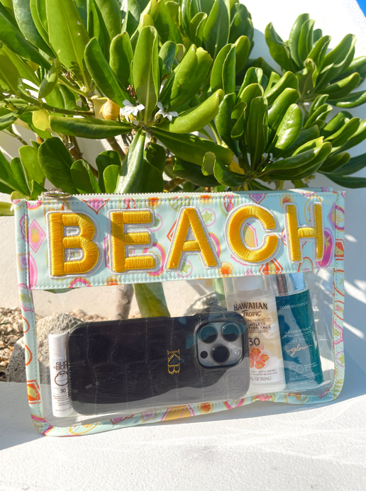 'Beach' Palm Trees Clear Pouch