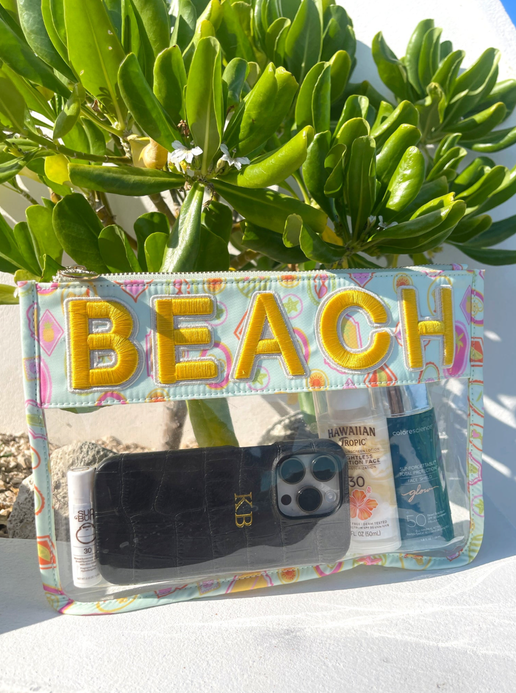 'Beach' Palm Trees Clear Pouch