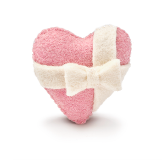 Pink Heart with White Bow Catnip Cat Toy