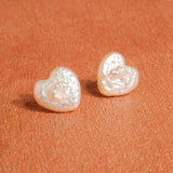 Freshwater Pearl Heart Stud Earrings