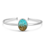 Dune Silver Plated Oval Cuff Bracelet with Turquoise & Sand from the Jersey Shore