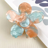 Mixed Peach & Light Blue Flower Claw Hair Clip