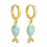 Colorful Fish Pavé Huggie Earrings