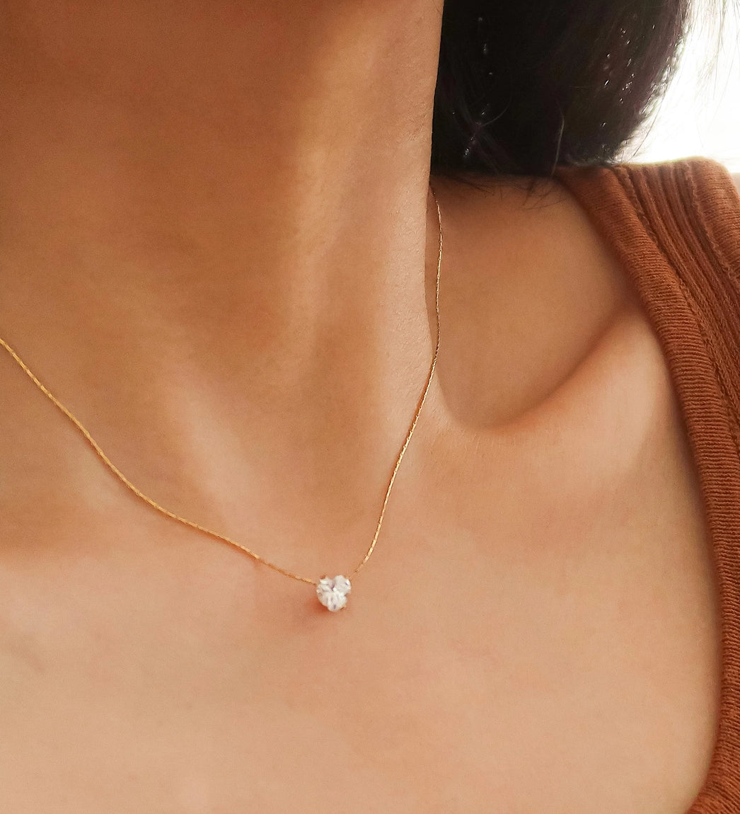 Petite CZ Heart Necklace