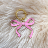 Pink Bow Enamel Keychain