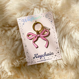 Pink Bow Enamel Keychain