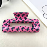 Pink with Blue Butterflies Rectangular Claw Hair Clip