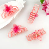 Large Pink Hibiscus Flower Claw Hair Clip
