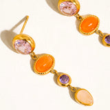 Bezel Set Pink Gemstone & CZ Drop Earrings