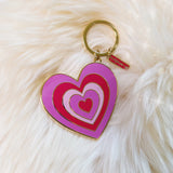 Pink Heart Enamel Keychain