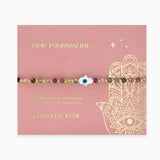 Hamsa Gemstone Adjustable Beaded Bracelet, Pink Tourmaline