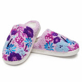 Purple Floral Fuzzy Slippers