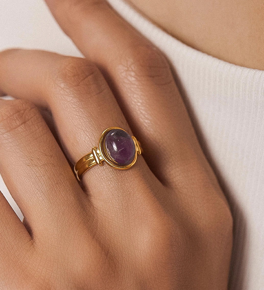 Purple Stone Adjustable Ring