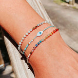 Chakra Rainbow Healing Gemstone Adjustable Beaded Bracelet