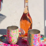 Rainbow Floral Stainless Steel Wine Tumbler, 12oz.