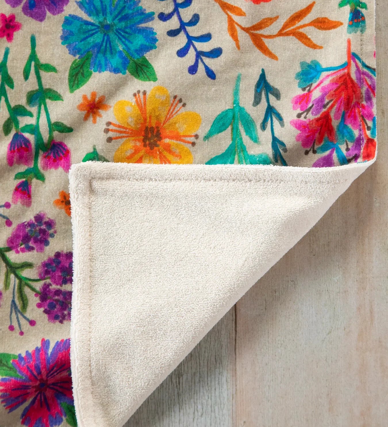 Natural Life Rainbow Garden Cream Cotton Dish Towel