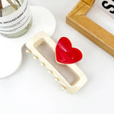 Hollow Rectangle with Heart Claw Hair Clip